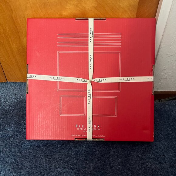 Rae Dunn White Sushi Set Wasabi Ginger Dip Bowls Chopsticks Serving Tray Platter - Picture 2 of 2